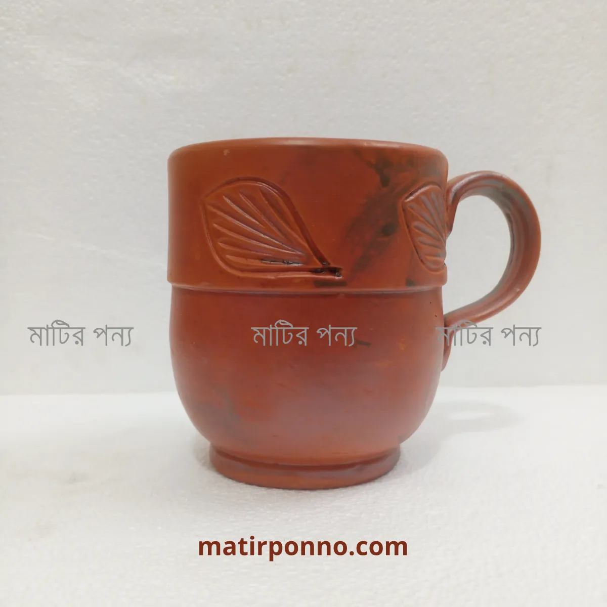 মগ(পাতা ডিজাইন) | Handmade Terracotta Clay Mug | Natural Clay Mug